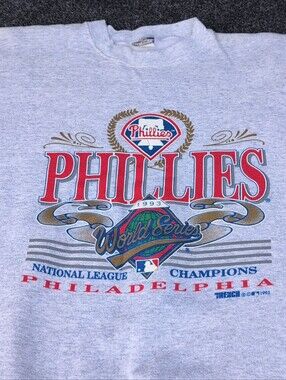 Vtg Philadelphia Phillies Sweatshirt Large Gray 1993 National League Champs USA